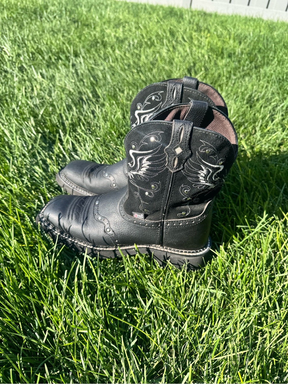 Justin Gypsy Black Leather Western Boots Eagle Embroidery Women’s 9B